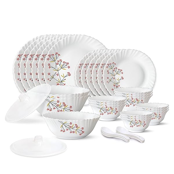 Image of Larah by Borosil Opalware Dinner Set (35 pieces)