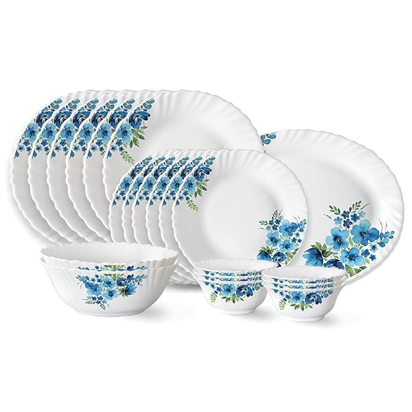 Image of Larah by Borosil Pansy Fluted Series Opalware Dinner Set 21pcs