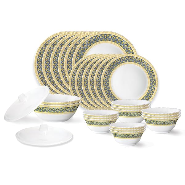 Image of Larah by Borosil Regal Fluted Series Opalware Dinner Set