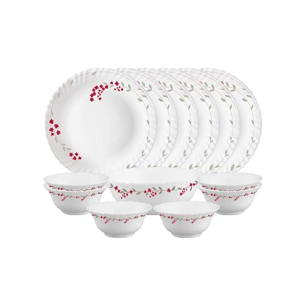 Image of Larah by Borosil Verona Opalware Dinner Set, 13 Pieces, White