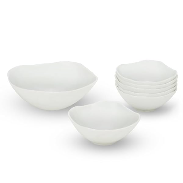 Image of Larah by Borosil White Square Series Opalware 7 Pcs Pudding Set |.