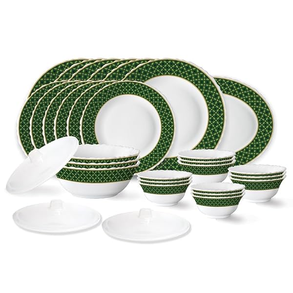 Image of Larah by Borosil Yuri Fluted Series Opalware Dinner Set