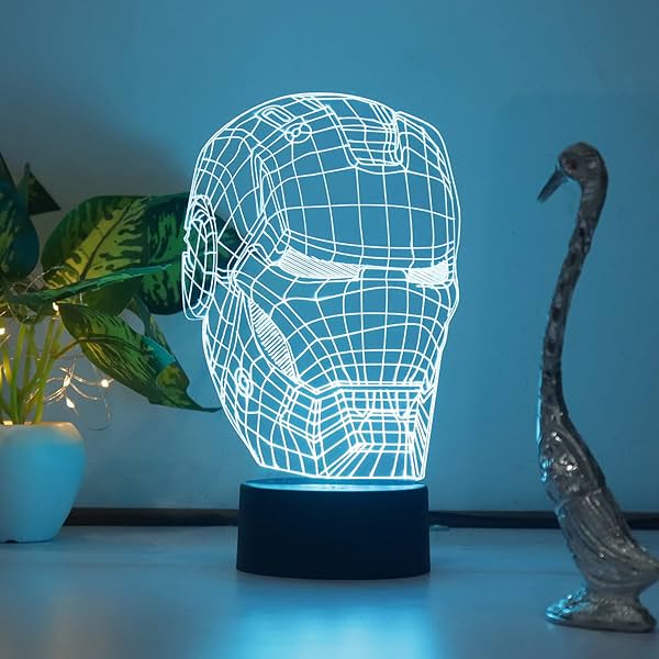 Image of Laser 3D Illusion Iron Man Acrylic LED Lamp.