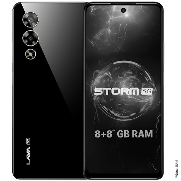 Image of Lava Storm 5G (Thunder Black, 8GB RAM, 128GB ROM) | Powerful MediaTek Dimensity 6080 Processor 