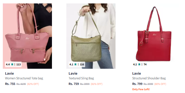 Image of Lavie Brand Women's Handbags And Bags @ Minimum 80% Discount