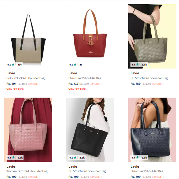 Image of Lavie Brand Women's Handbags And Bags @ Minimum 80% Discount