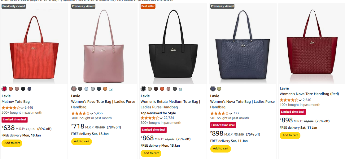 Image of Lavie Handbags minimum 80% Discount