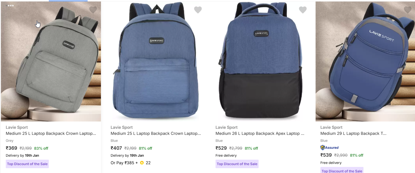 Image of Lavie Sport Medium 23 L Laptop Backpack Starting Price @ ₹369