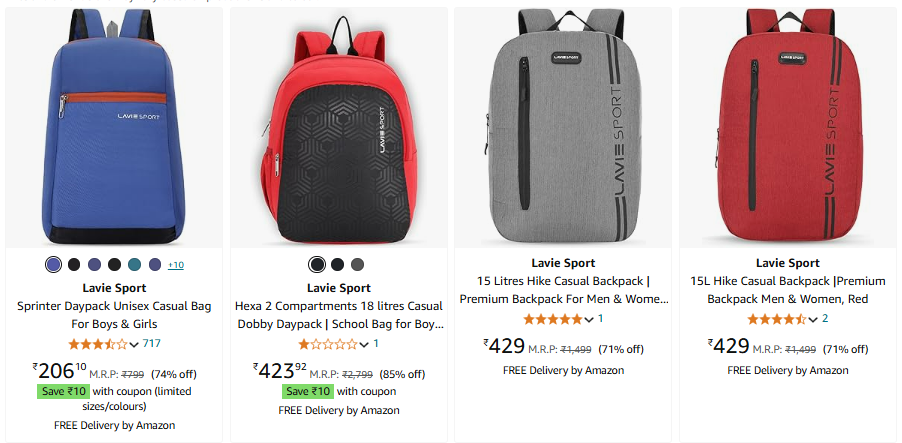 Image of Lavie Sport Premium Backpack Starting ₹196