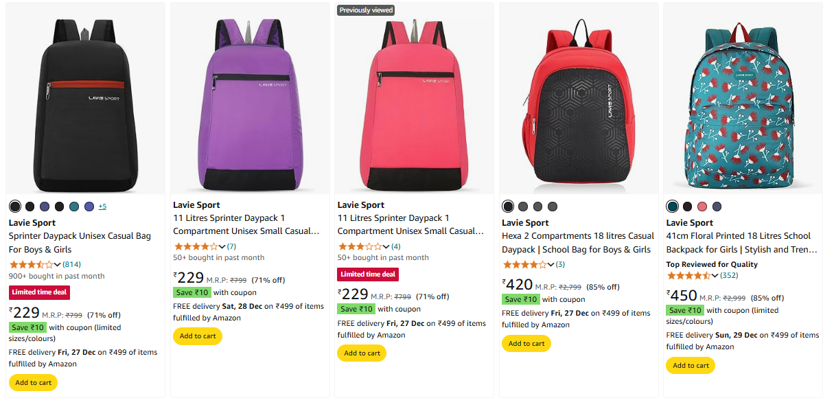 Image of Lavie Sport bags minimum 70-85% Discount