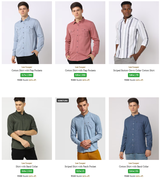 Image of Lee Cooper Brand Men's Shirts @ Flat 80% Discount