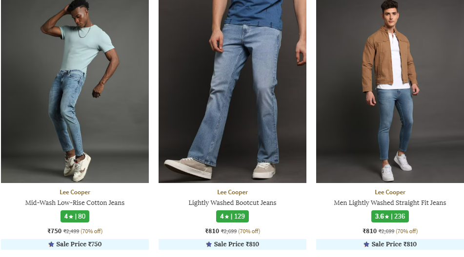 Image of Lee Cooper Men's Jeans Minimum 70% Discount