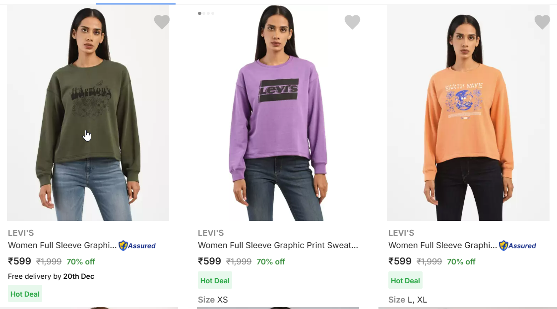 Image of Levi S Women's Sweatshirts upto 70% Discount