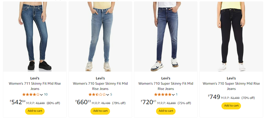 Image of Levi's Jeans StartIng at ₹542