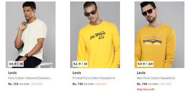 Image of Levi's Men Fashion Sweatshirt Flat 70% Discount