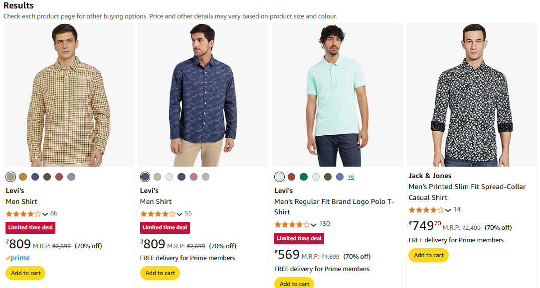 Image of Levi's Men Shirt upto 70% Discount