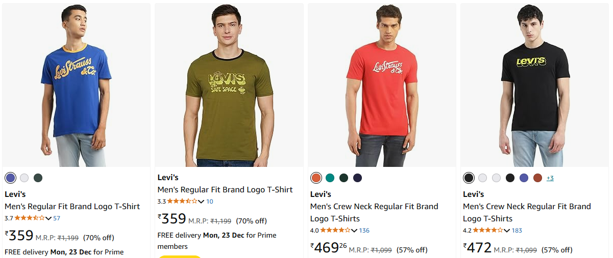 Image of Levi's Men's Regular Fit T-Shirt up to 70% Discount 