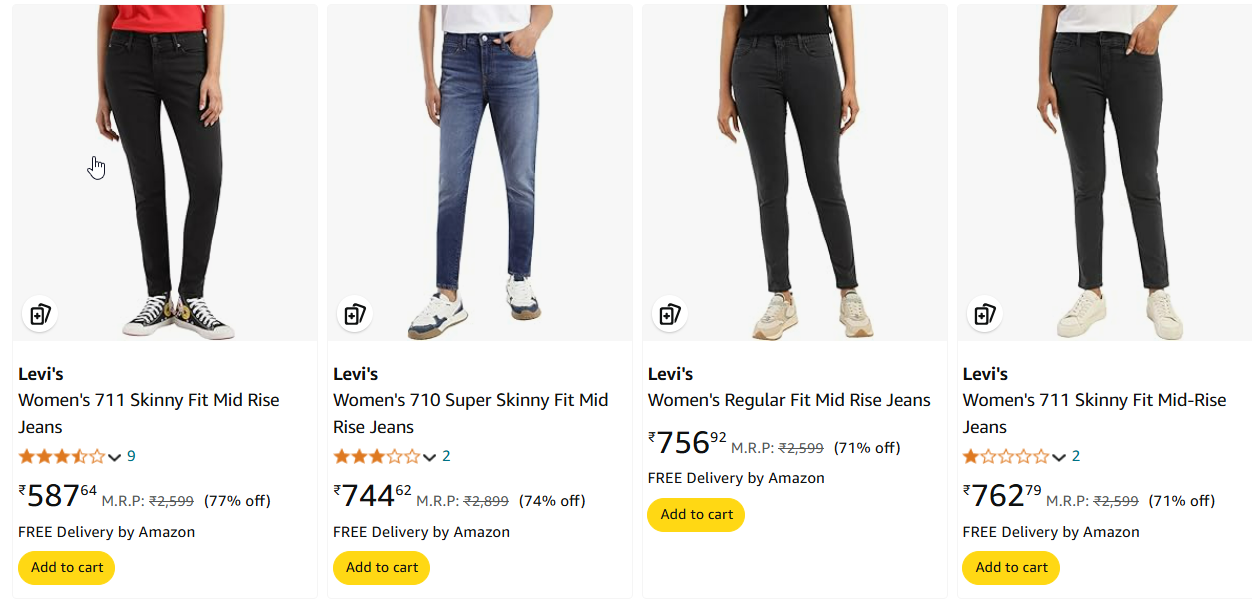 Image of Levi's Women's Jeans Starts @ ₹587