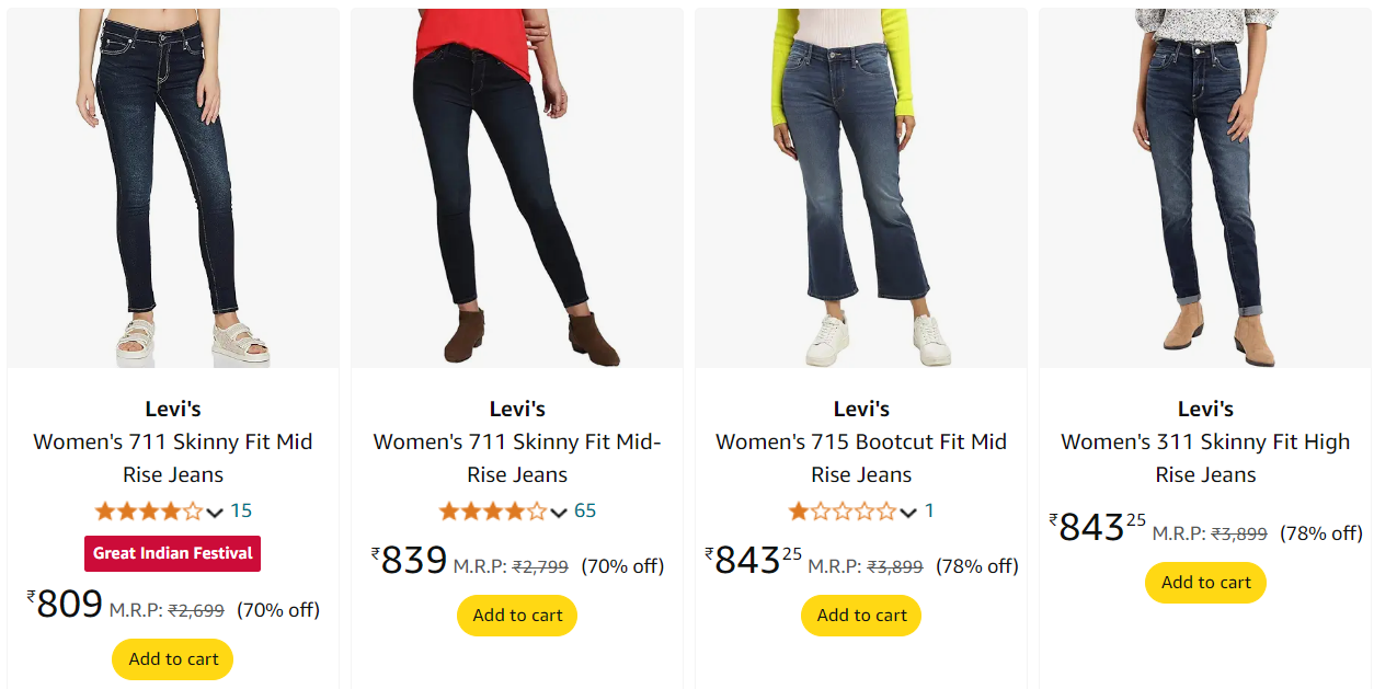 Image of Levi's Women's Skinny Fit Mid Rise Jeans