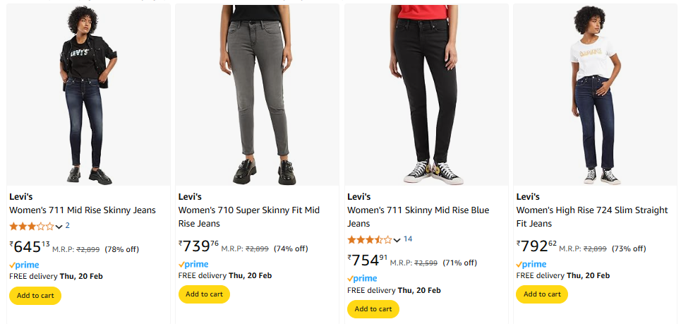 Image of Levi's Women's Skinny Jeans Minimum 70% Discount