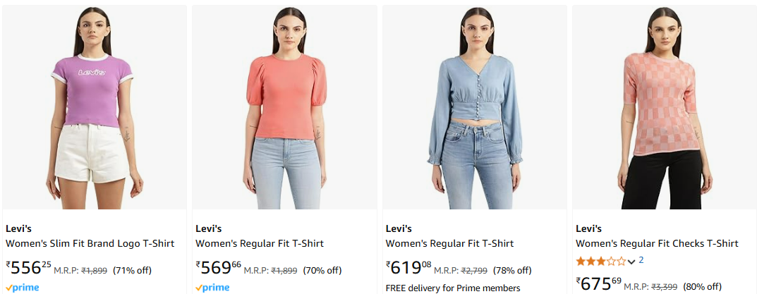 Image of Levi's Women's Slim Fit T-Shirt up to 80% Discount @ #Amazon 