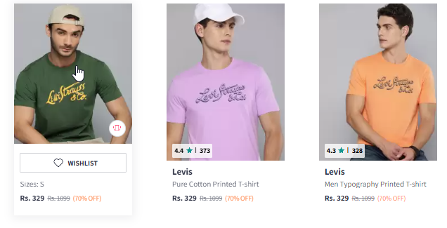 Image of Levis Men Fashion T-shirt Starts Price @ ₹329