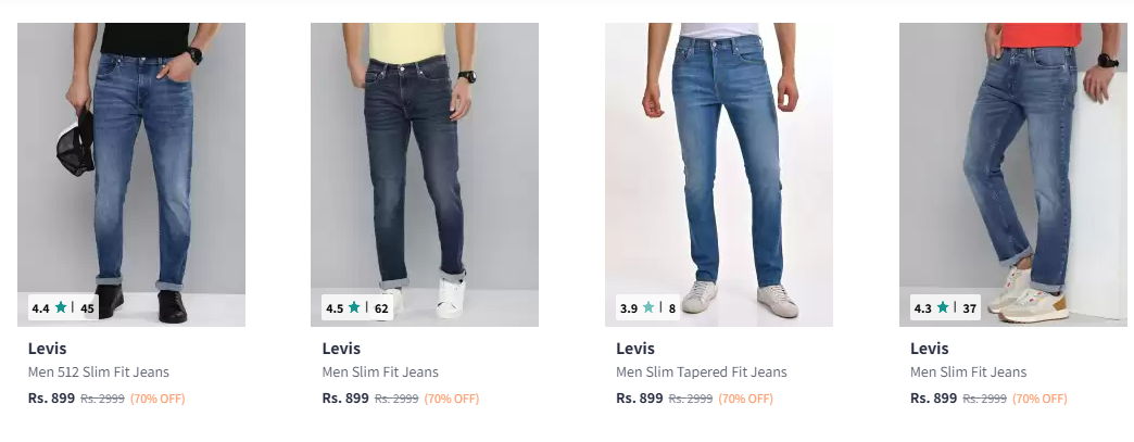 Image of Levis Men Jeans Min. 70% discount 