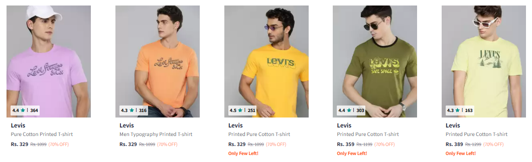 Image of Levis Men's Casual T Shirt up to 70% Discount