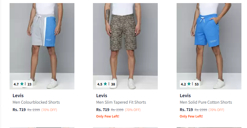 Image of Levis Men's Regular Shorts Flat 70% Discount