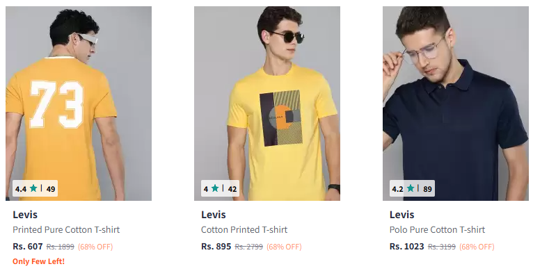 Image of Levis Men's T Shirts up to 68% Discount