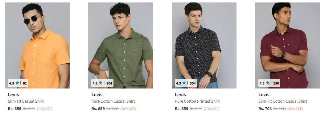 Image of Levis Pure Cotton Printed Shirt upto 70% off