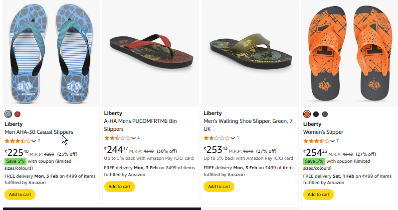 Image of Liberty Men & Women Fashion Slipers Starts Price @ ₹225