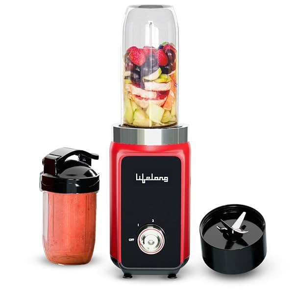 Image of Lifelong 500 Watts Nutri Blender for Smoothies and Juices with 2 Jars - 100% Copper Motor Mixer Grinder