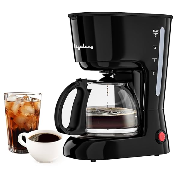 Image of Lifelong Drip Coffee Maker for 5 Cups - Coffee Machine with Water Level Indicator