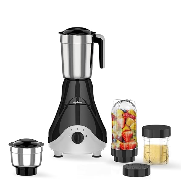 Image of Lifelong Mixer Grinder for Kitchen - 4 Jars 500 Watt Mixie - 2 Nutri bullet Jars for Smoothie & Blending