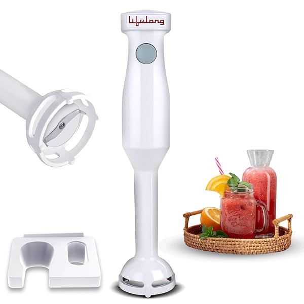 Image of Lifelong Stainless Steel 300 Watts Hand Blender | Low Noise | Anti-Splash (Llhb04, White)