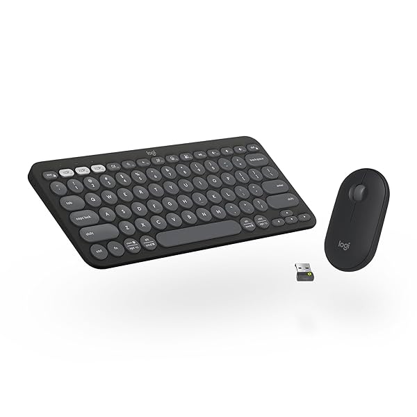 Image of Logitech Pebble 2 Combo, Wireless Keyboard and Mouse, Quiet and Portable, Customisable