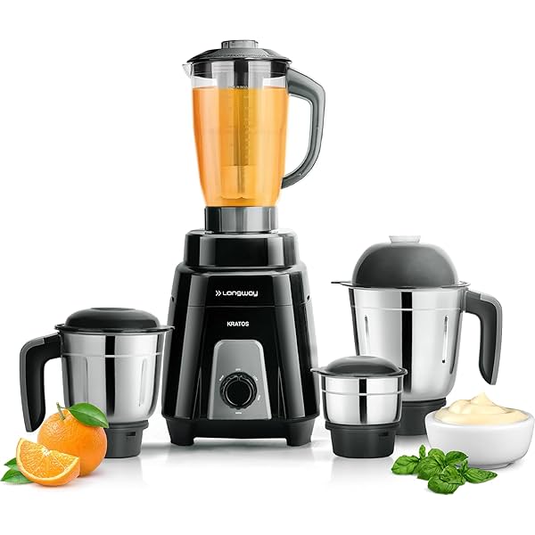 Image of Longway Kratos 1000 Watt Juicer Mixer Grinder with Multipurpose Jars for Grinding, Mixing