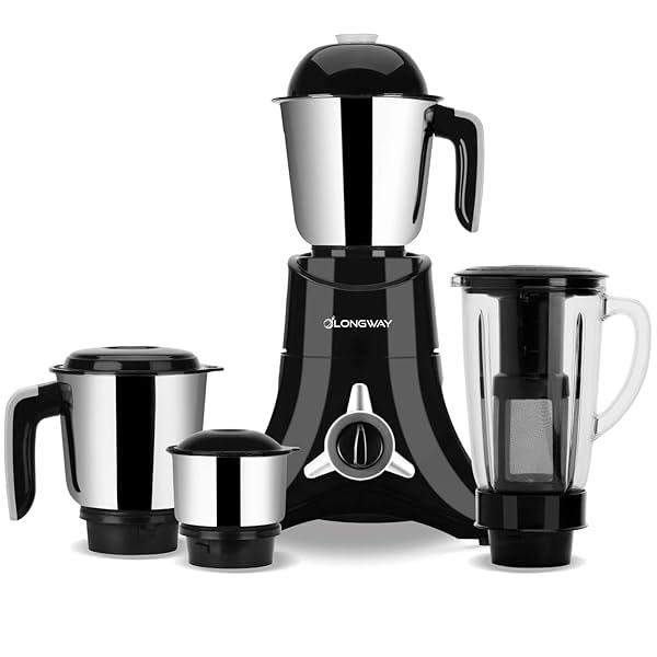 Image of Longway Orion Mixer Grinder 900 W (4 Jars, Black) long lasting shock proof ABS body