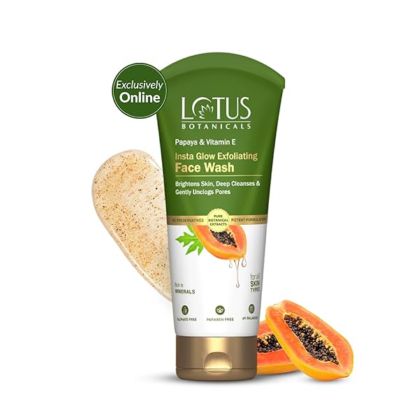 Image of Lotus Botanicals Papaya & Vitamin E Insta Glow Exfoliating Face Wash