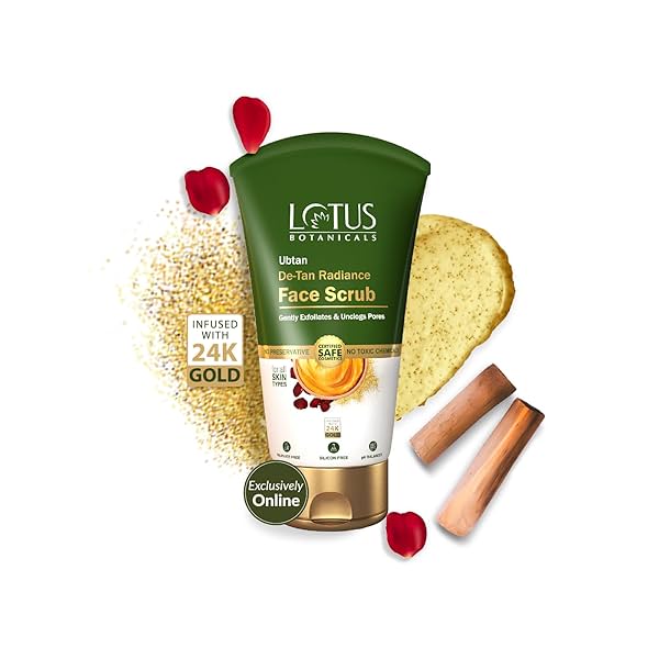 Image of Lotus Botanicals Ubtan De-Tan Radiance Face Scrub With 24K Gold For Gentle Exfoliation