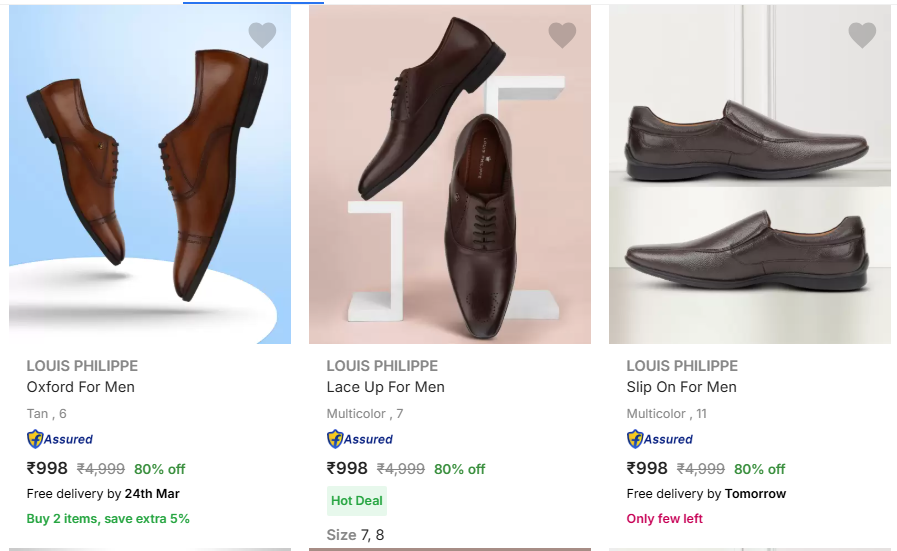 Image of Louis Philippe Men’s Formal Shoes Minimum 80% Discount