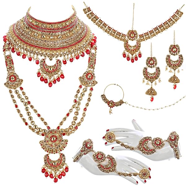 Image of Lucky Jewellery Bridal Dulhan Alloy Gold Plated Jewellery Set for Girls & Women