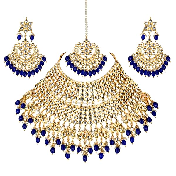 Image of Lucky Jewellery Ethnic Gold Plating Padmavat Jewelry Kundan Necklace Set 