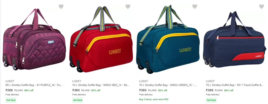 Image of Lugzy Duffel Bags minimum 80% Discount