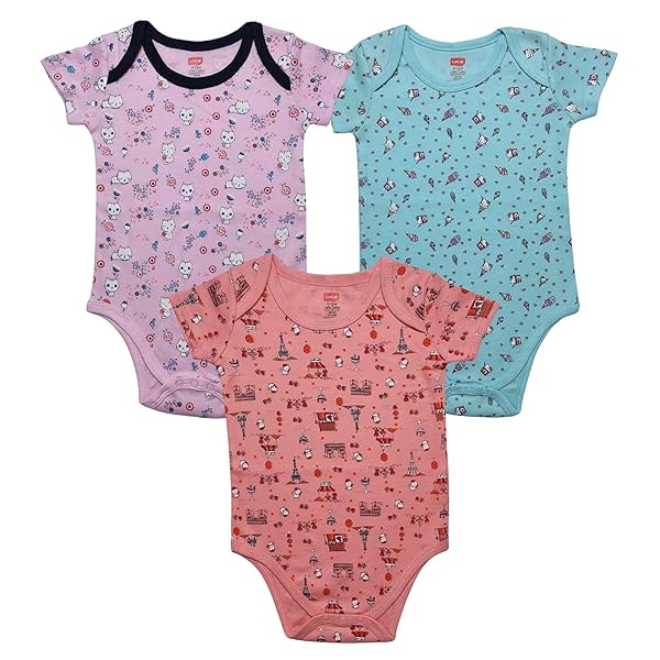 Image of LuvLap Baby Boy and Girl Half Sleeve Romper/Bodysuit Pack of 3 Set