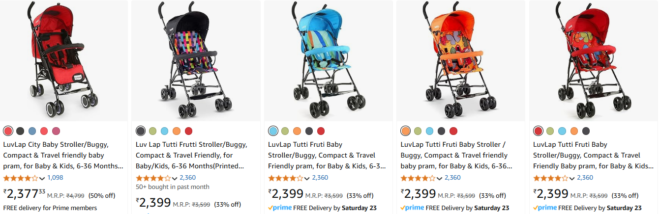 Image of LuvLap City Baby Stroller/Buggy for baby starting at ₹2377 @ #Amazon 