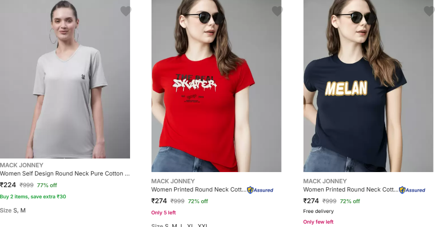 Image of MACK JONNEY Women's T-shirt Minimum 70% Discount