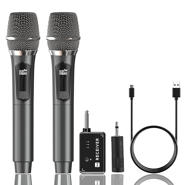 Image of MAILANGSHI Mic Wireless, Dual Handheld Cordless Mic with Rechargeable Receiver