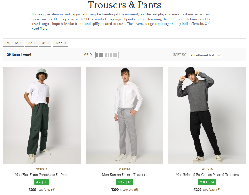 Image of MEN'S Trousers & Pants Starting At ₹299